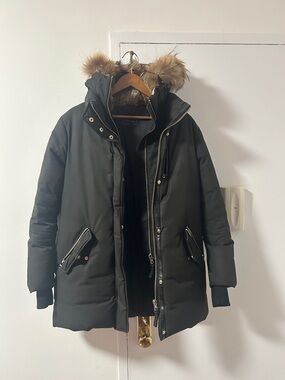 Mackage Women’s Black Parka with Fur Hood Size Medium
